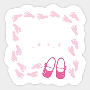 Pink baby shoes arrival card Sticker